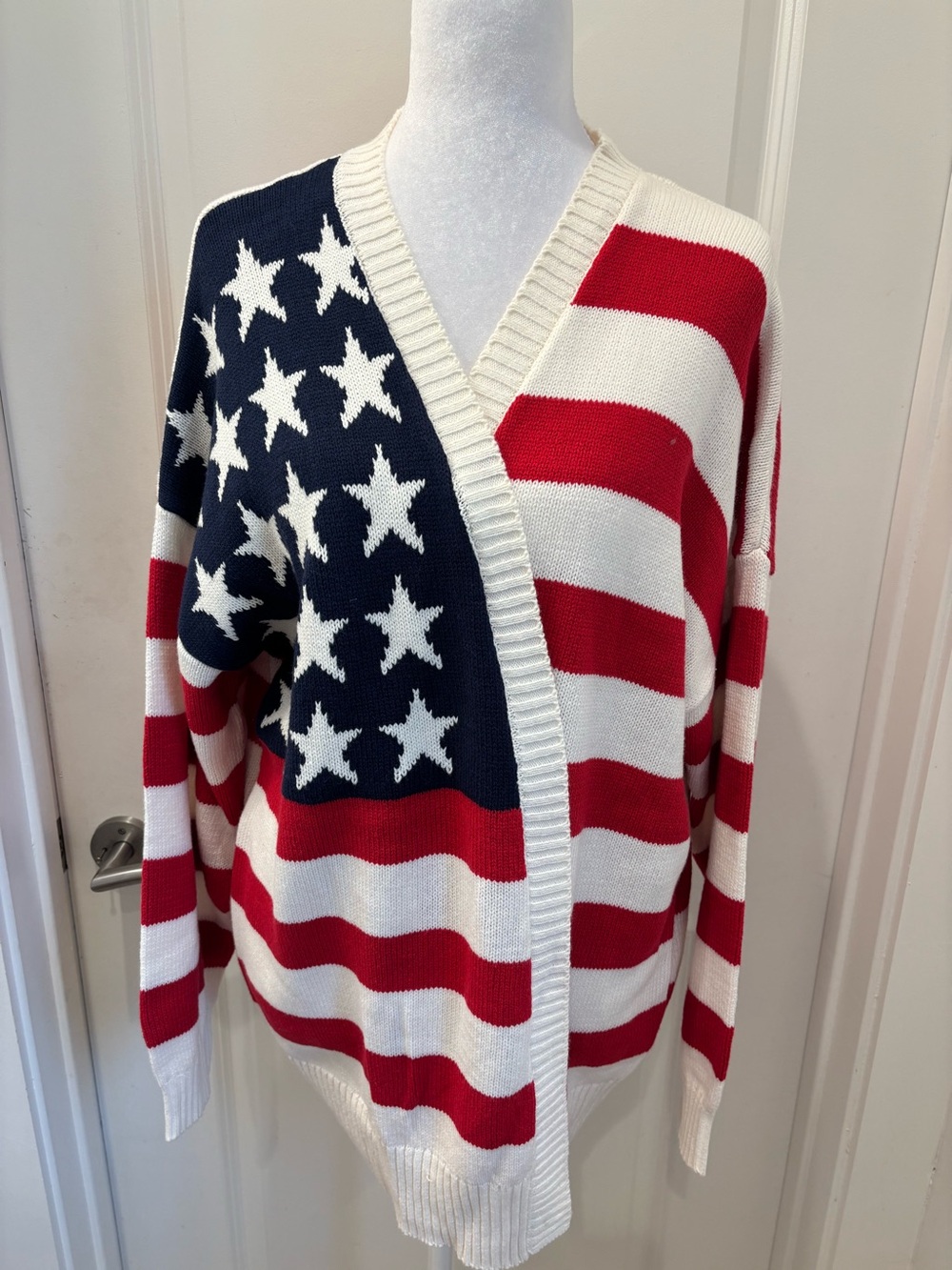 NWT Freshman 1996 American Flag Knit Cardigan Sweater - S